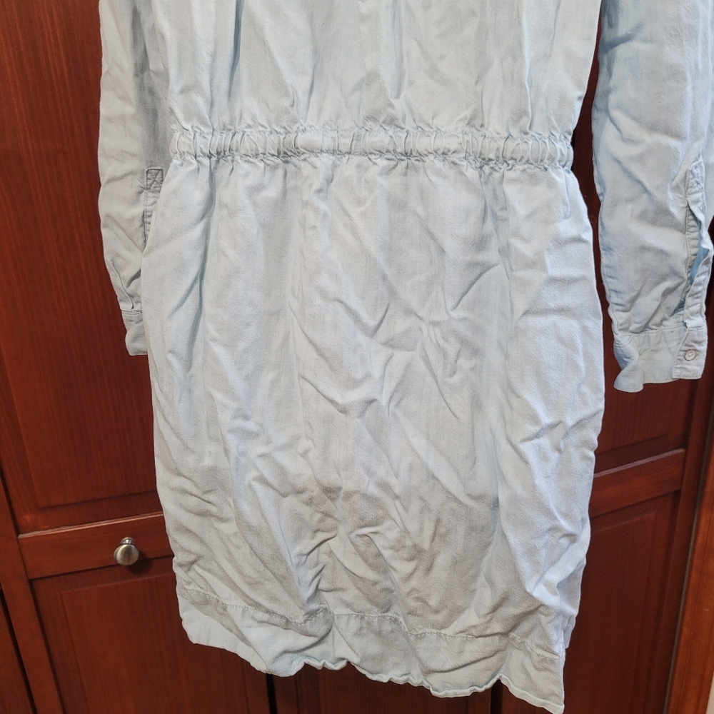 GAP Light Blue Button Up Workwear Style Dress Cinched Waist | Size Medium - Picture 10 of 12